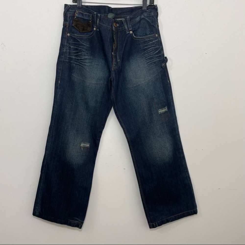 A/X Armani Exchange mens dark wash distressed straight leg jeans 34 x30